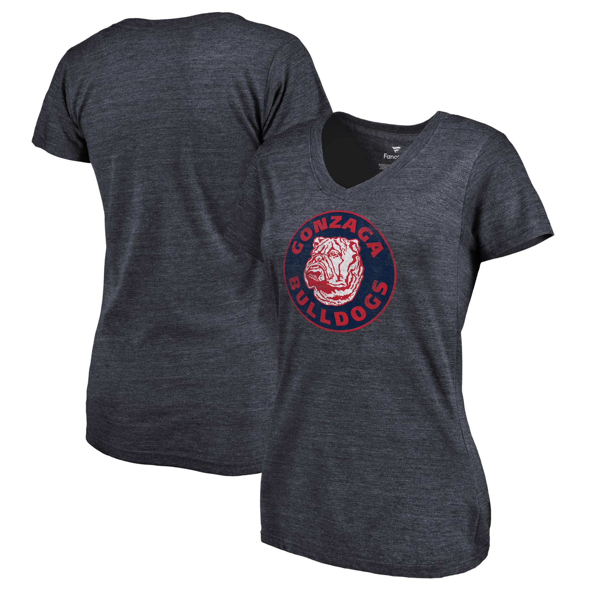 2020 NCAA Fanatics Branded Gonzaga Bulldogs Women Navy College Vault Primary Logo TriBlend VNeck TShirt